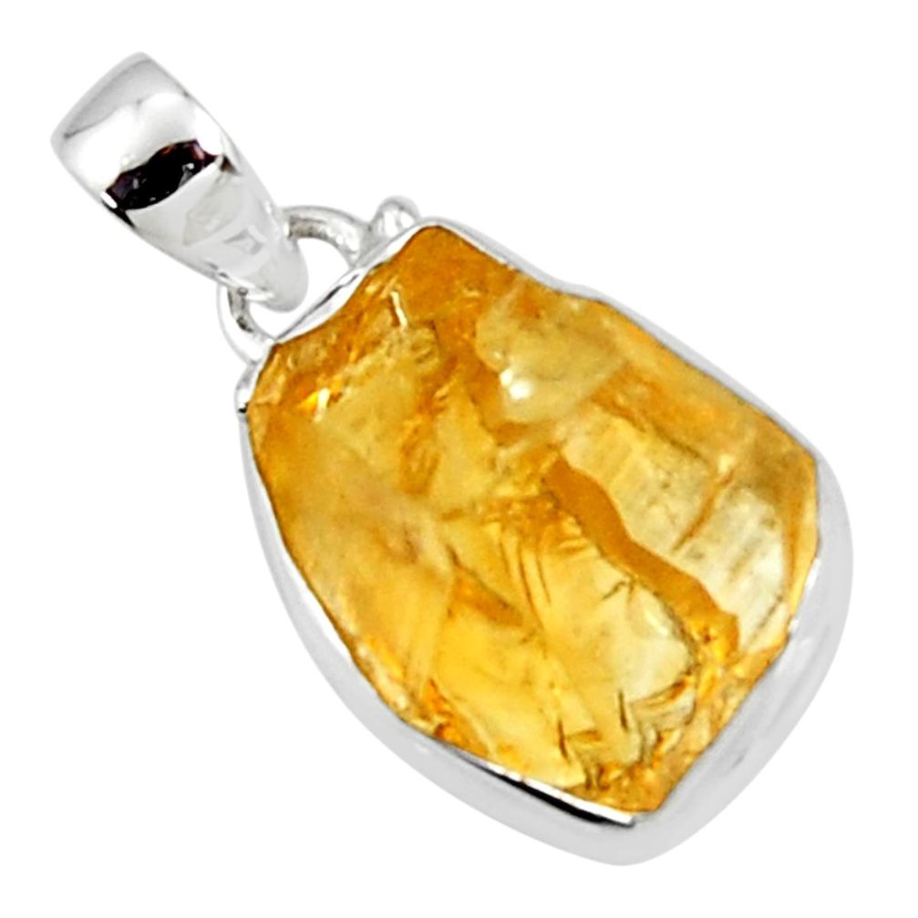 15.65cts yellow citrine rough 925 sterling silver pendant jewelry r51156