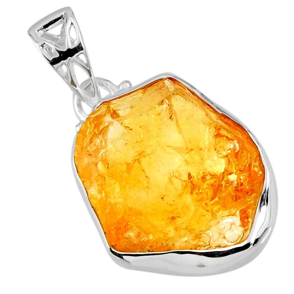 14.72cts yellow citrine rough 925 sterling silver pendant jewelry r56572