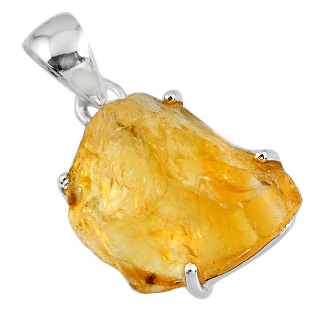 15.34cts yellow citrine rough 925 sterling silver pendant jewelry r56603