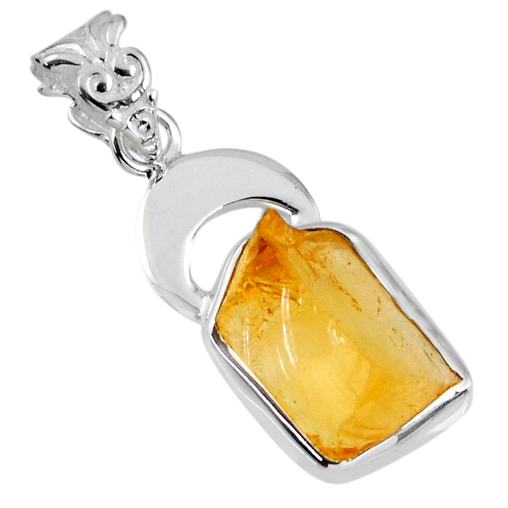 7.60cts yellow citrine rough 925 sterling silver pendant jewelry r56808