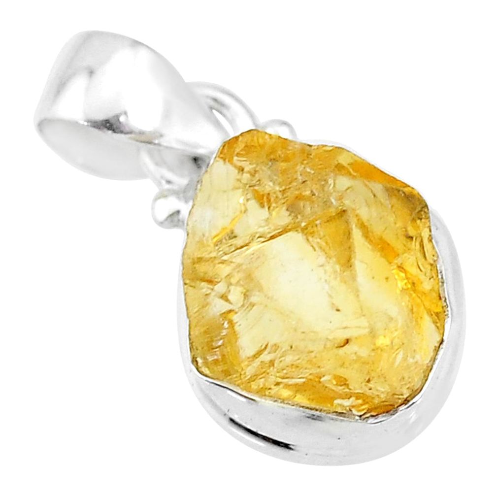 8.33cts yellow citrine raw 925 sterling silver pendant jewelry t4304