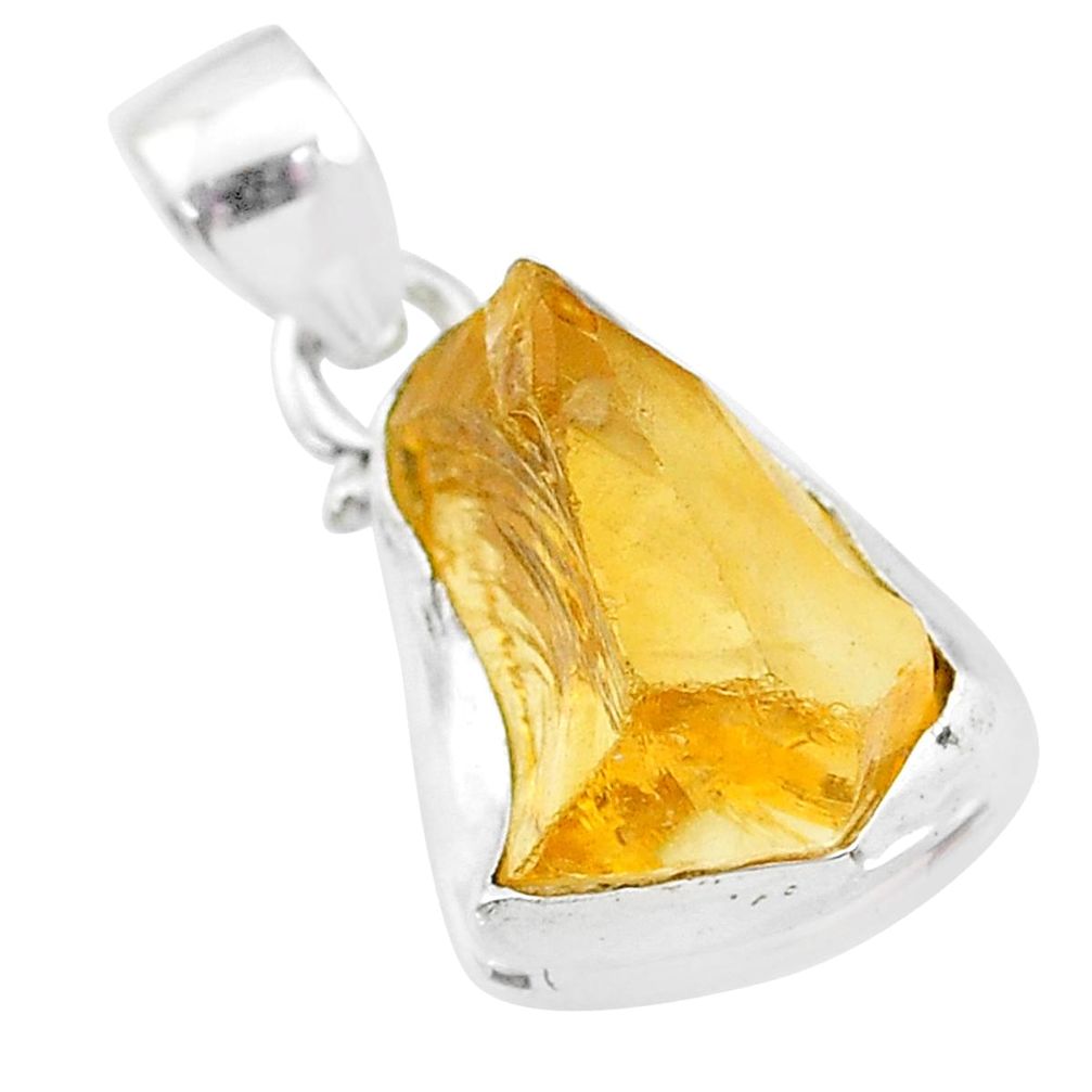 10.60cts yellow citrine raw 925 sterling silver pendant jewelry t4306