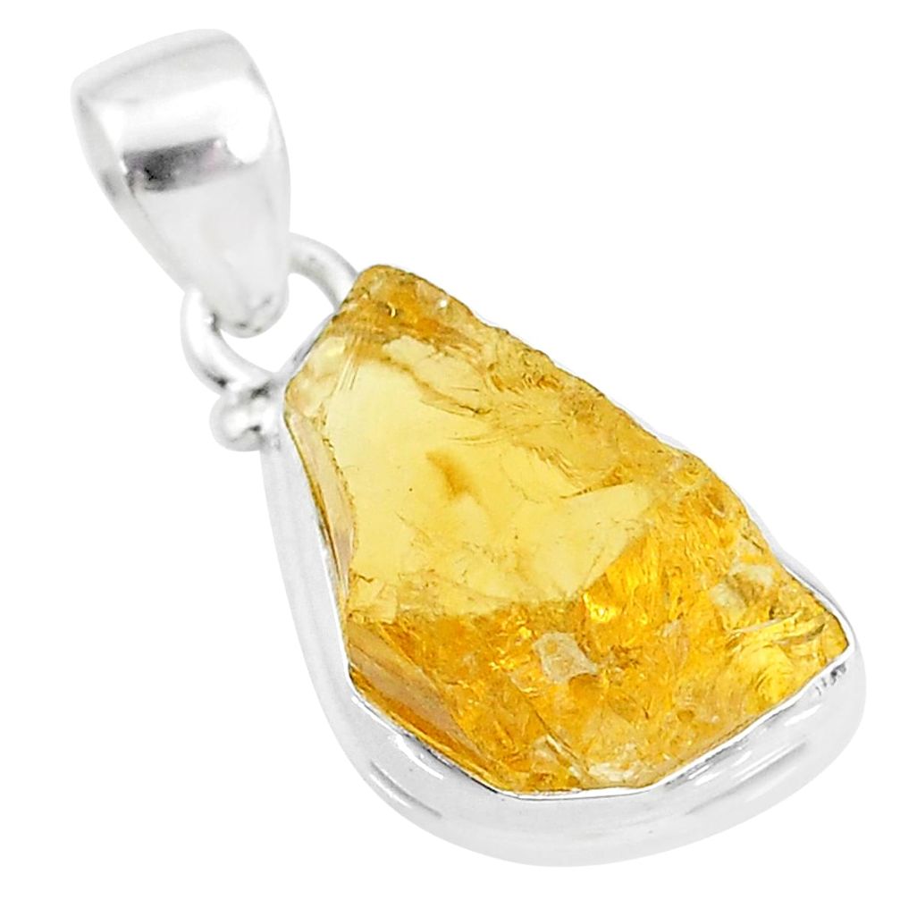 10.62cts yellow citrine raw 925 sterling silver pendant jewelry t4309