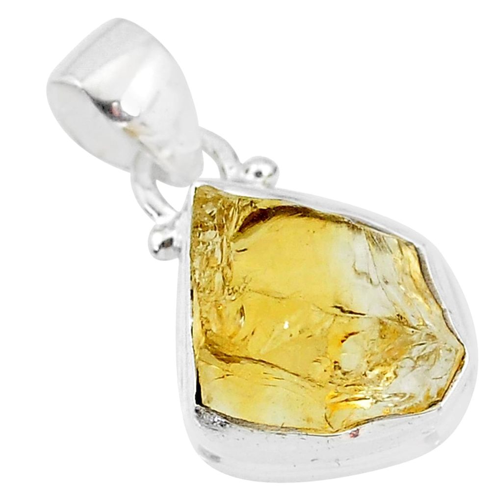 8.24cts yellow citrine raw 925 sterling silver pendant jewelry t4310