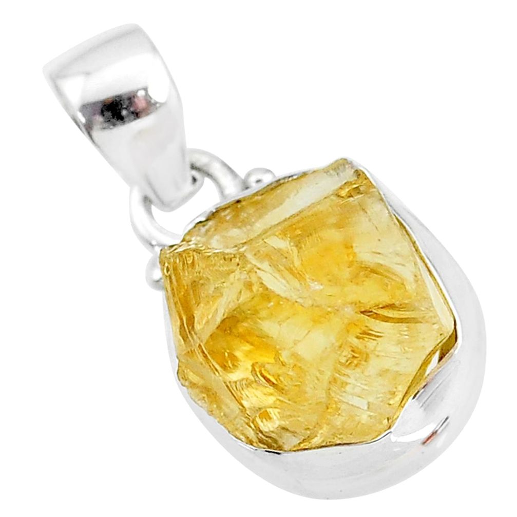 8.82cts yellow citrine raw 925 sterling silver pendant jewelry t4313