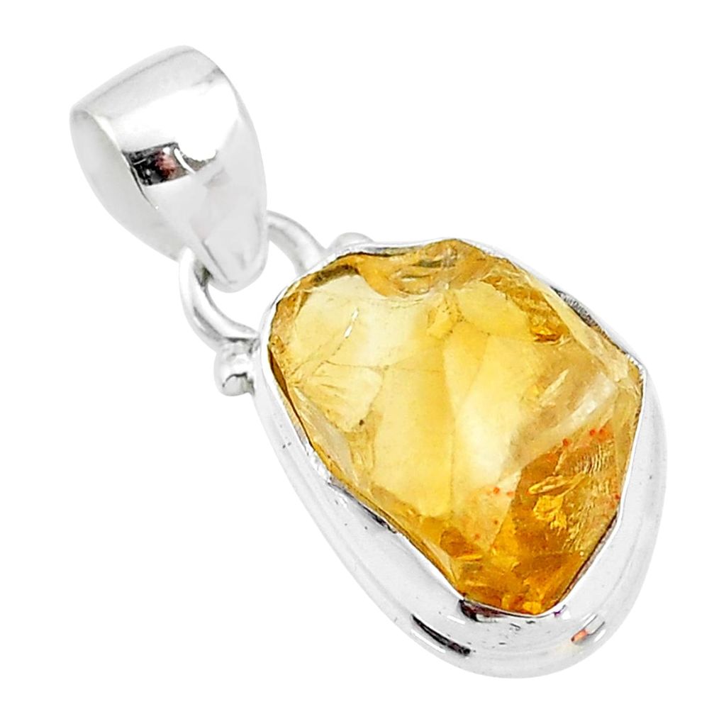 5.84cts yellow citrine raw 925 sterling silver pendant jewelry t4314