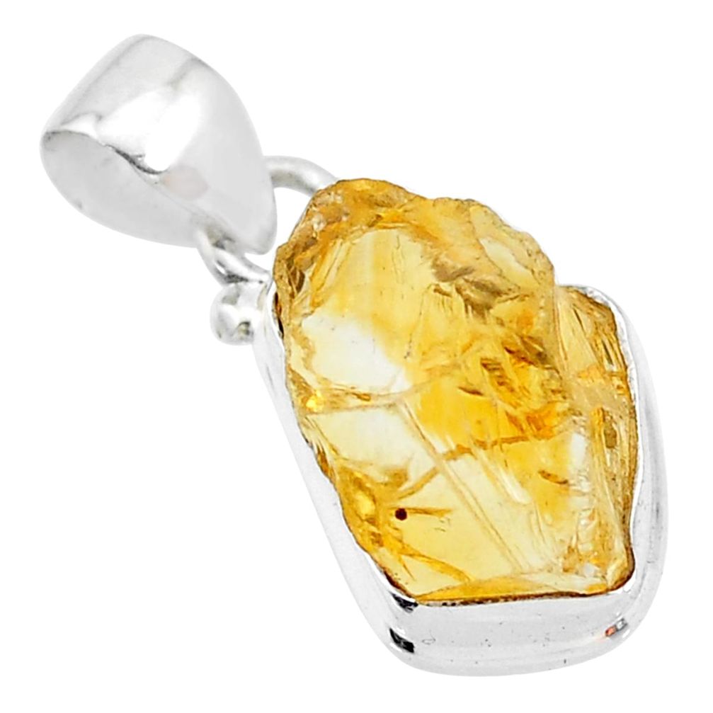 7.91cts yellow citrine raw 925 sterling silver pendant jewelry t4317