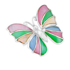 11.69gms yellow green blue pink pearl silver butterfly pendant jewelry y66118