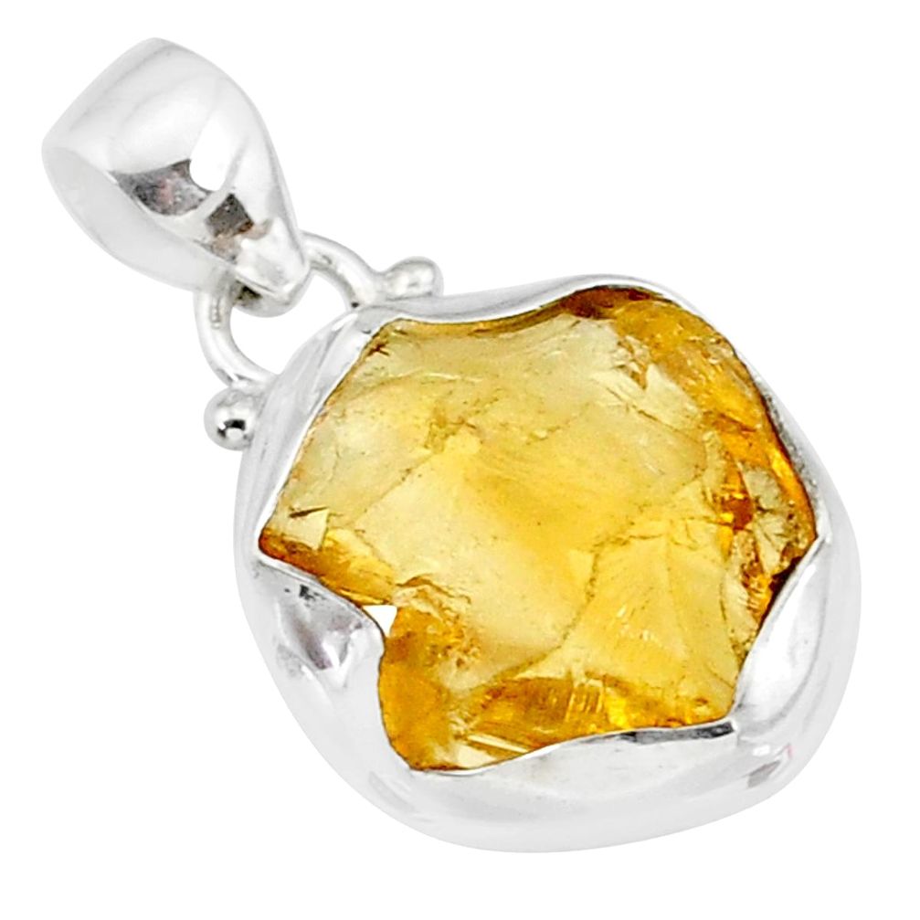 8.59cts yellow raw citrine rough 925 sterling silver pendant jewelry r88844