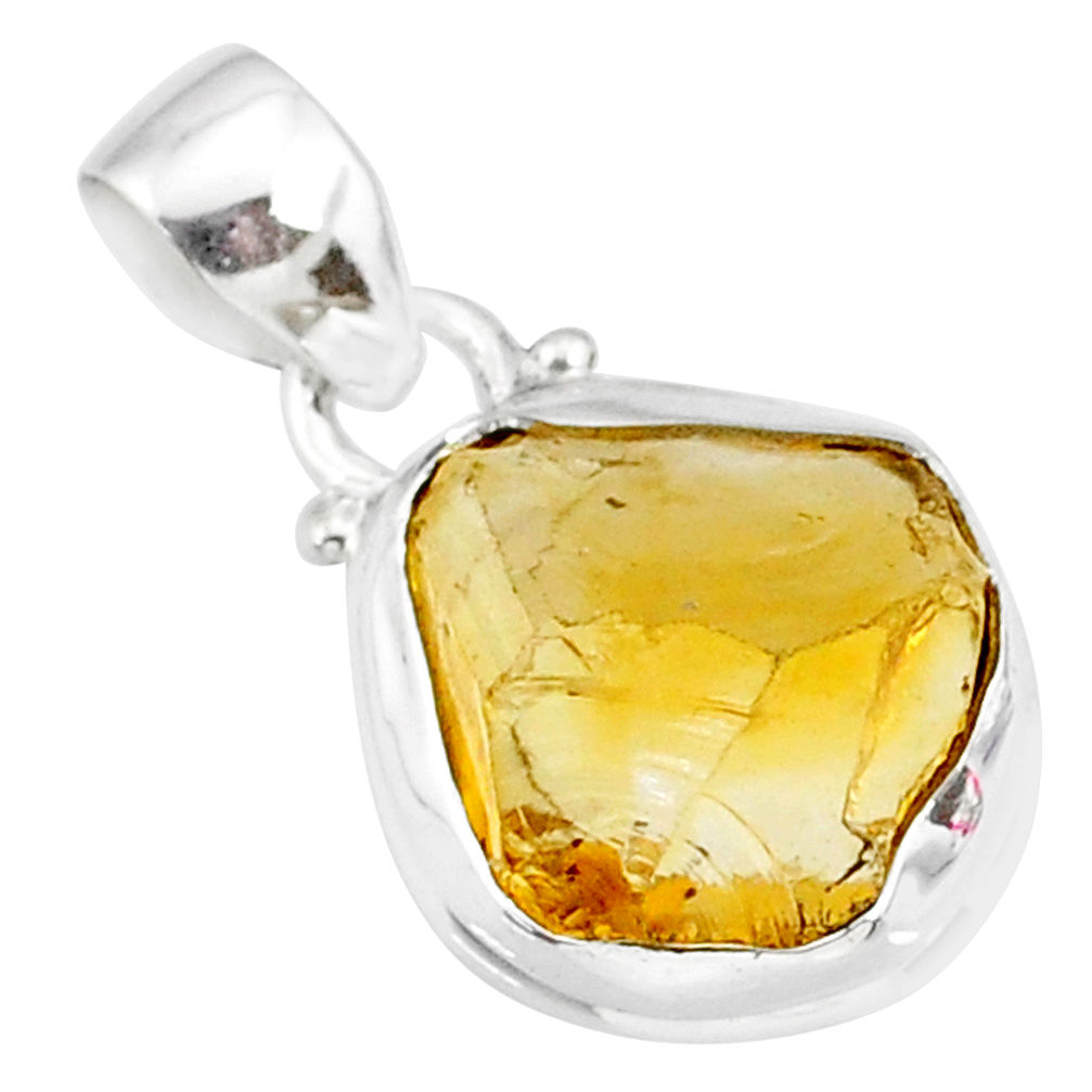 8.30cts yellow raw citrine rough 925 sterling silver pendant jewelry r88850