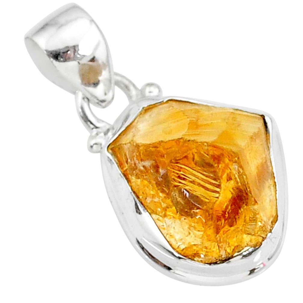 8.87cts yellow raw citrine rough 925 sterling silver pendant jewelry r88859