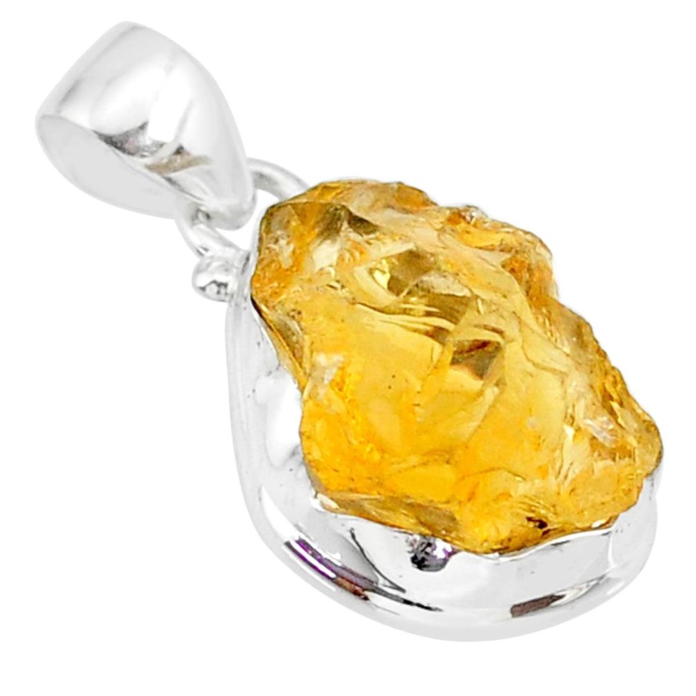 8.67cts yellow raw citrine rough 925 sterling silver pendant jewelry r88872