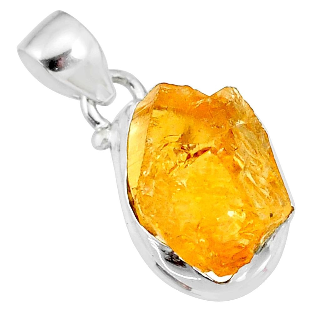 8.92cts yellow raw citrine rough 925 sterling silver pendant jewelry r88875
