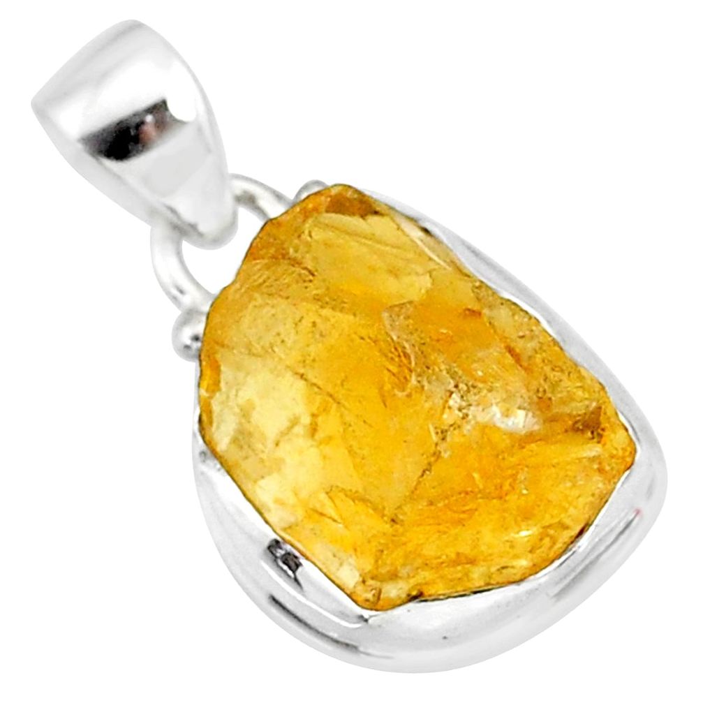 9.78cts yellow raw citrine rough 925 sterling silver pendant jewelry r88878