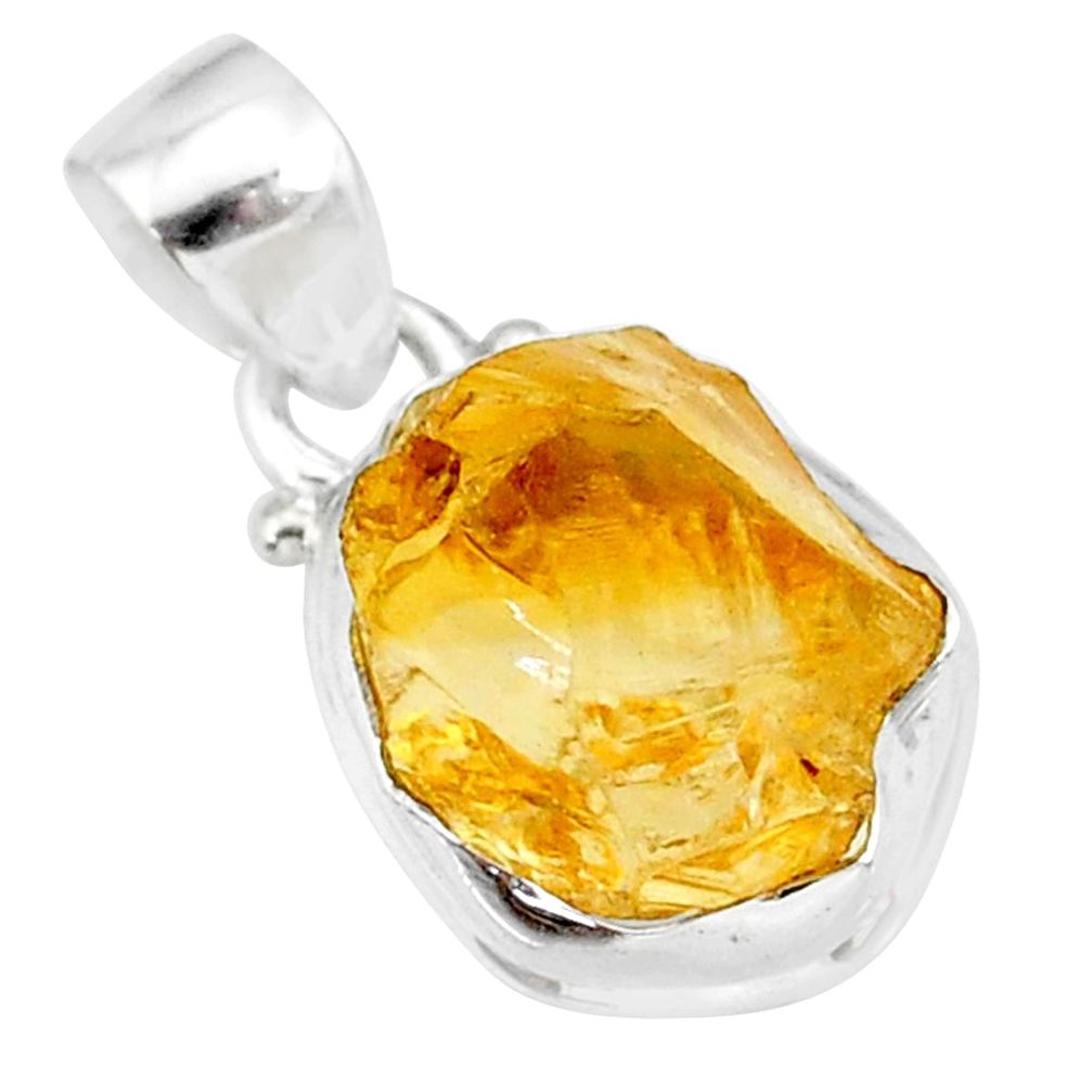 7.83cts yellow raw citrine rough 925 sterling silver pendant jewelry r88880