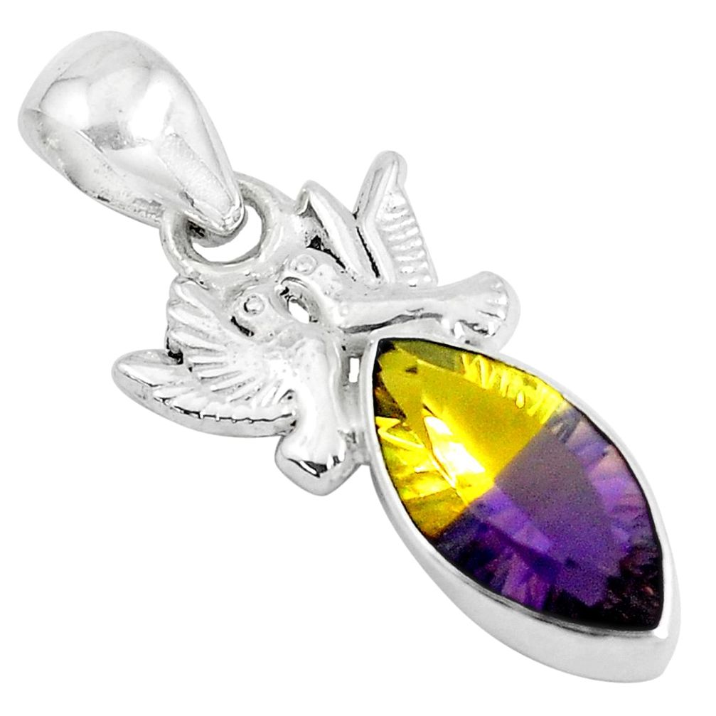 8.22cts multi color ametrine (lab) 925 sterling silver love birds pendant d31247