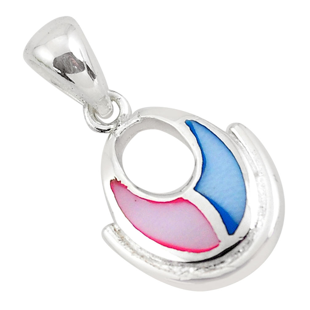 2.69gms multi color blister pearl enamel 925 sterling silver pendant c3072