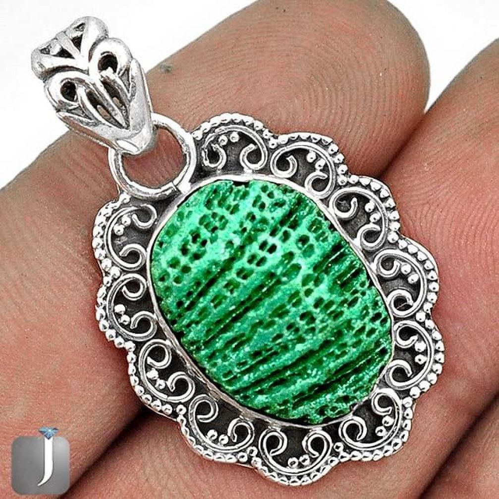 MYSTERIOUS GREEN CARDITA SHELL 925 STERLING SILVER PENDANT JEWELRY G31699