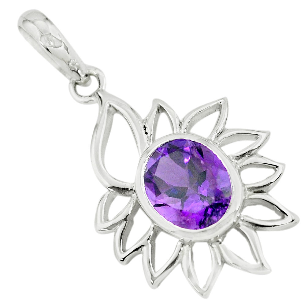 3.83cts natural amethyst 925 sterling silver pendant jewelry p62644