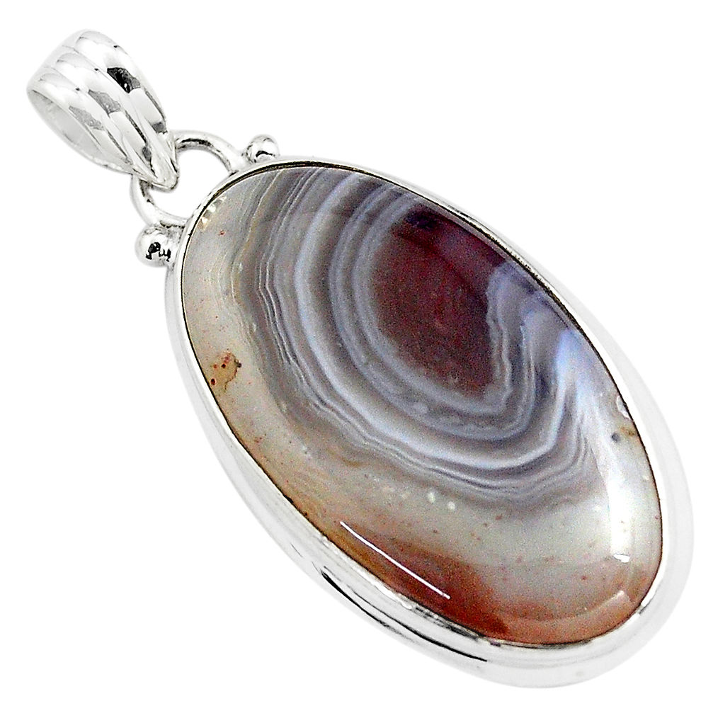 17.55cts natural black botswana agate 925 sterling silver pendant jewelry p85043