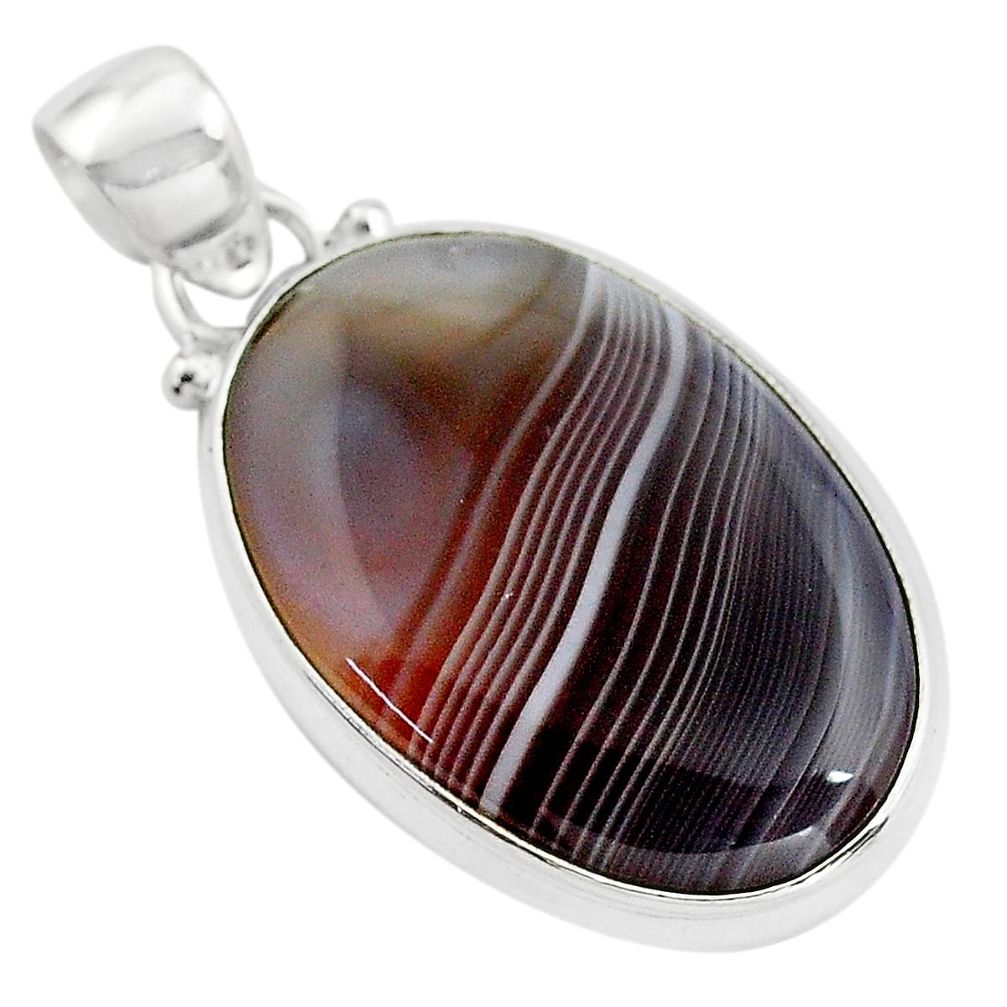 15.08cts natural black botswana agate 925 sterling silver pendant jewelry p85045