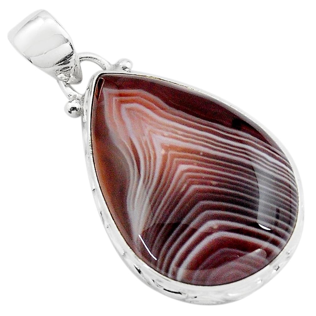 18.68cts natural black botswana agate 925 sterling silver pendant jewelry p85047