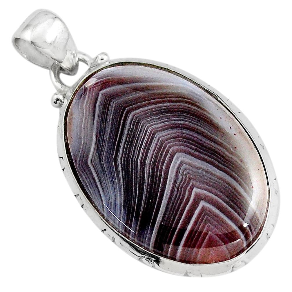 20.17cts natural black botswana agate 925 sterling silver pendant jewelry p85050