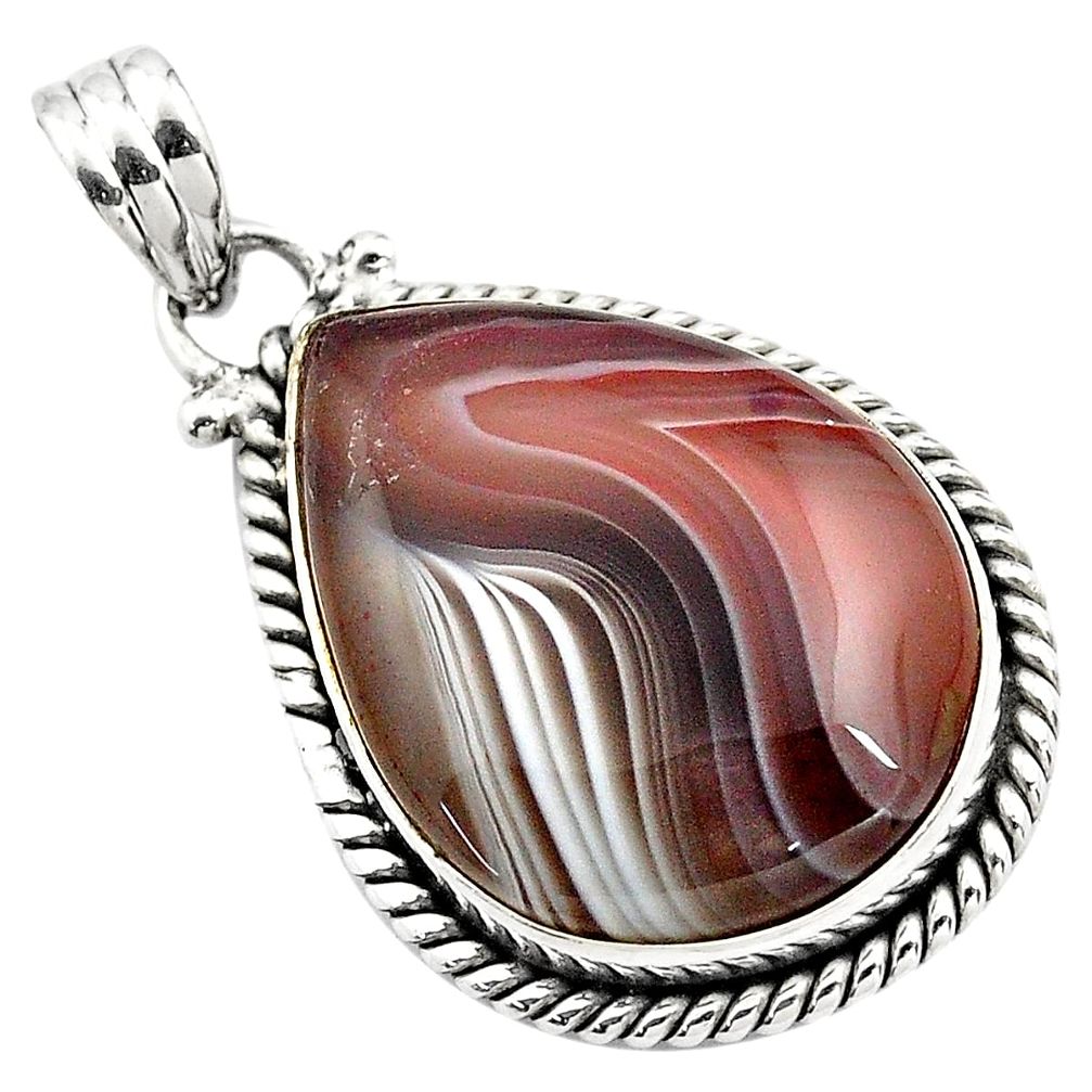 17.22cts natural black botswana agate 925 sterling silver pendant jewelry p85057
