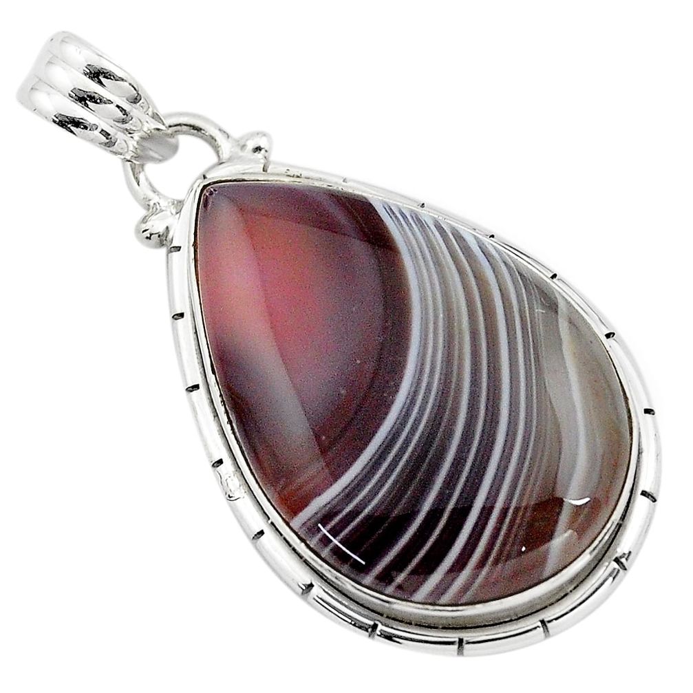18.88cts natural black botswana agate 925 sterling silver pendant jewelry p85060