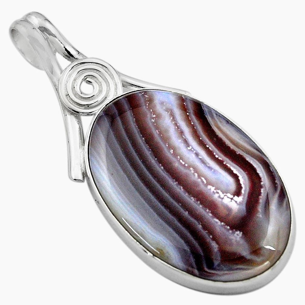 22.02cts natural black botswana agate 925 sterling silver pendant jewelry p85069