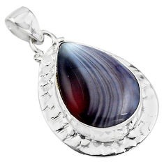 21.20cts natural black botswana agate 925 sterling silver pendant jewelry p85078