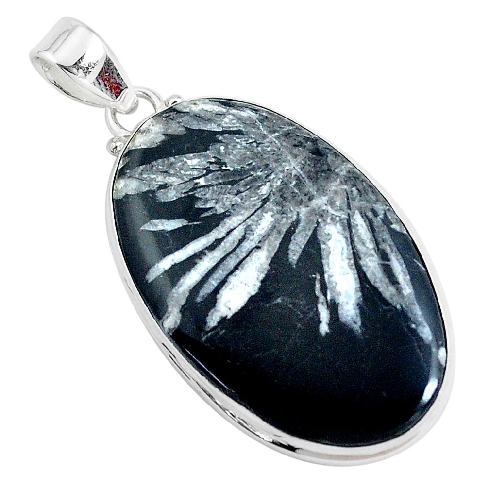 24.00cts natural black chrysanthemum 925 sterling silver pendant jewelry p43997