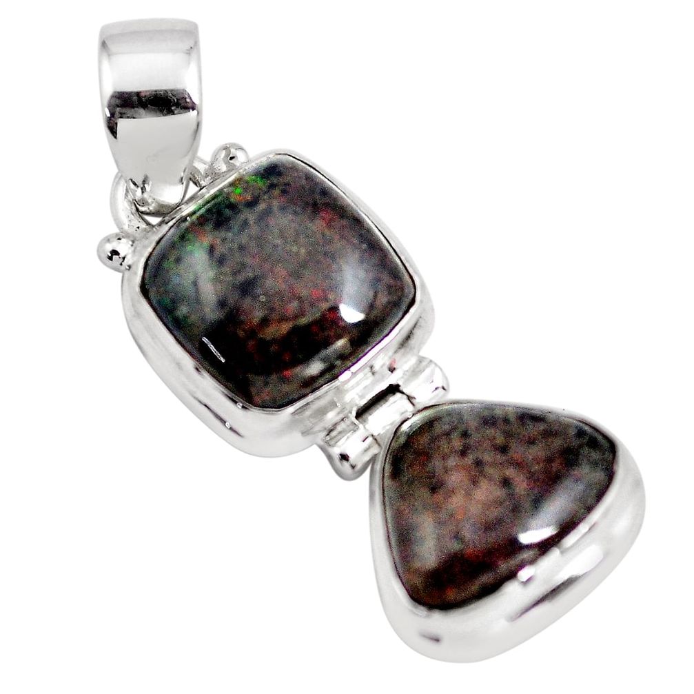 10.29cts natural black honduran matrix opal 925 sterling silver pendant p86802