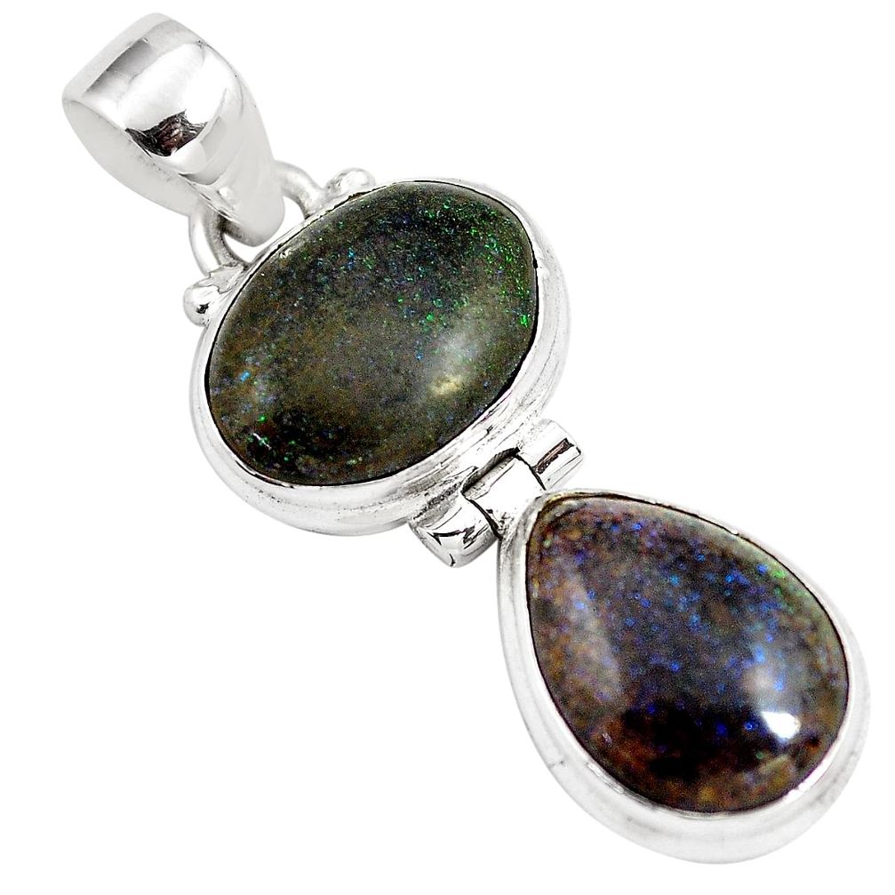 11.04cts natural black honduran matrix opal 925 sterling silver pendant p86805