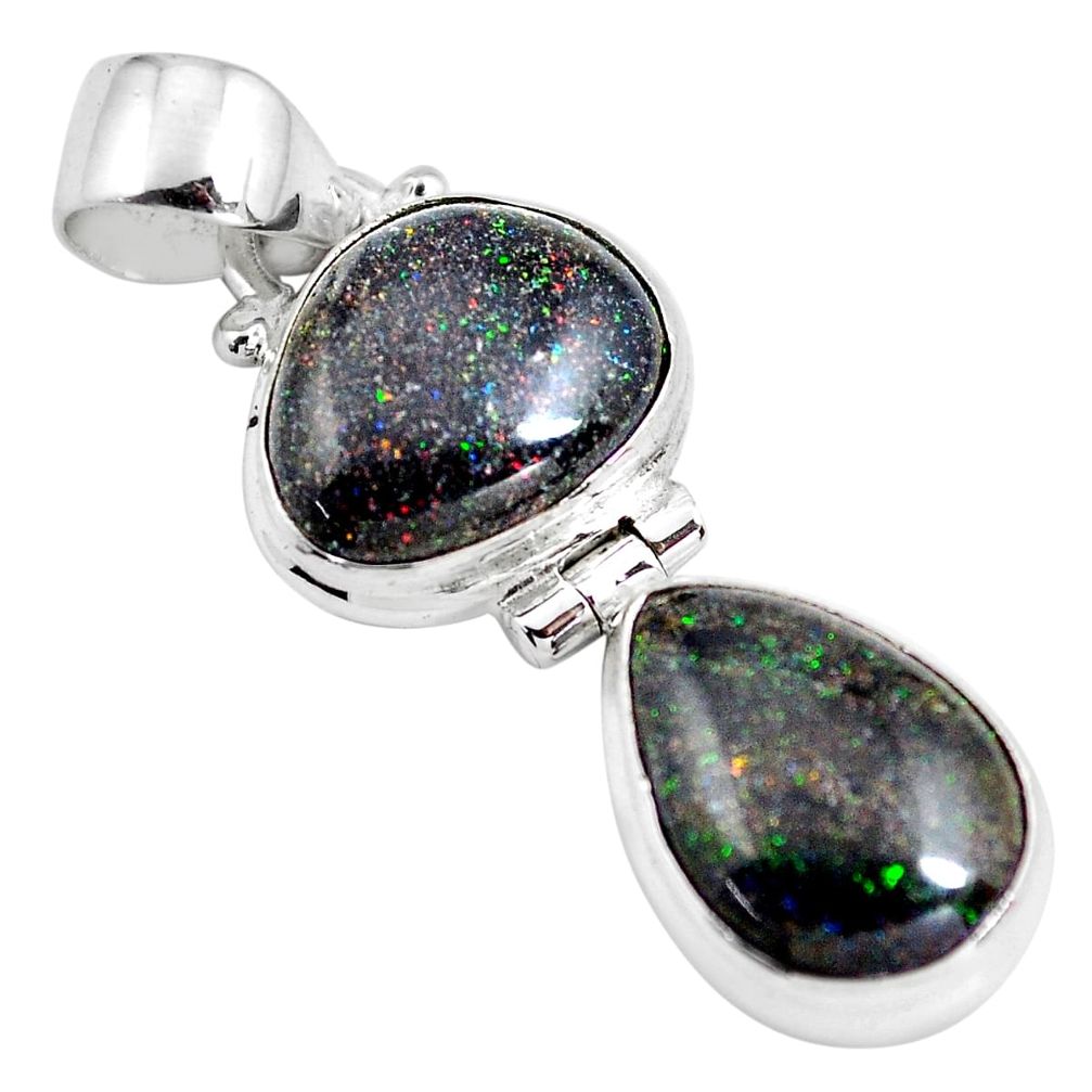 9.83cts natural black honduran matrix opal 925 sterling silver pendant p86812