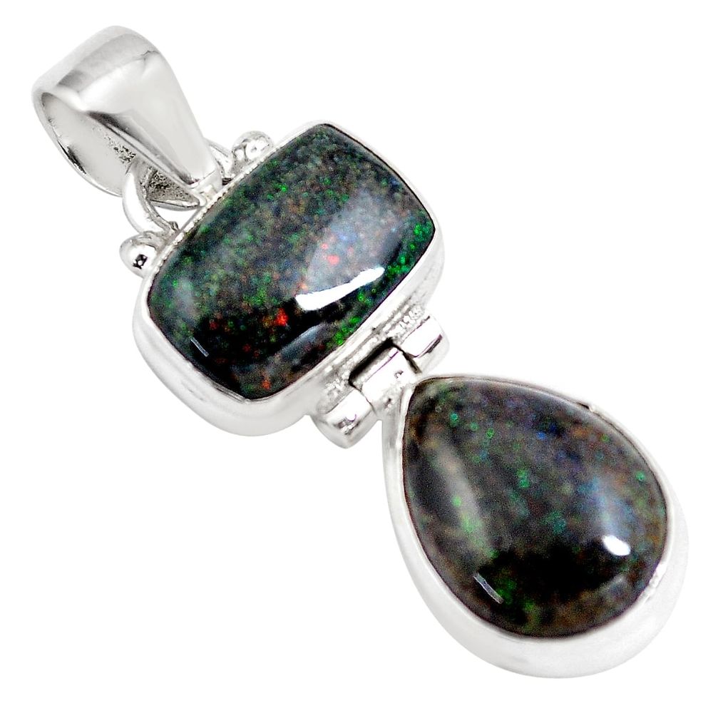 10.71cts natural black honduran matrix opal 925 sterling silver pendant p86818