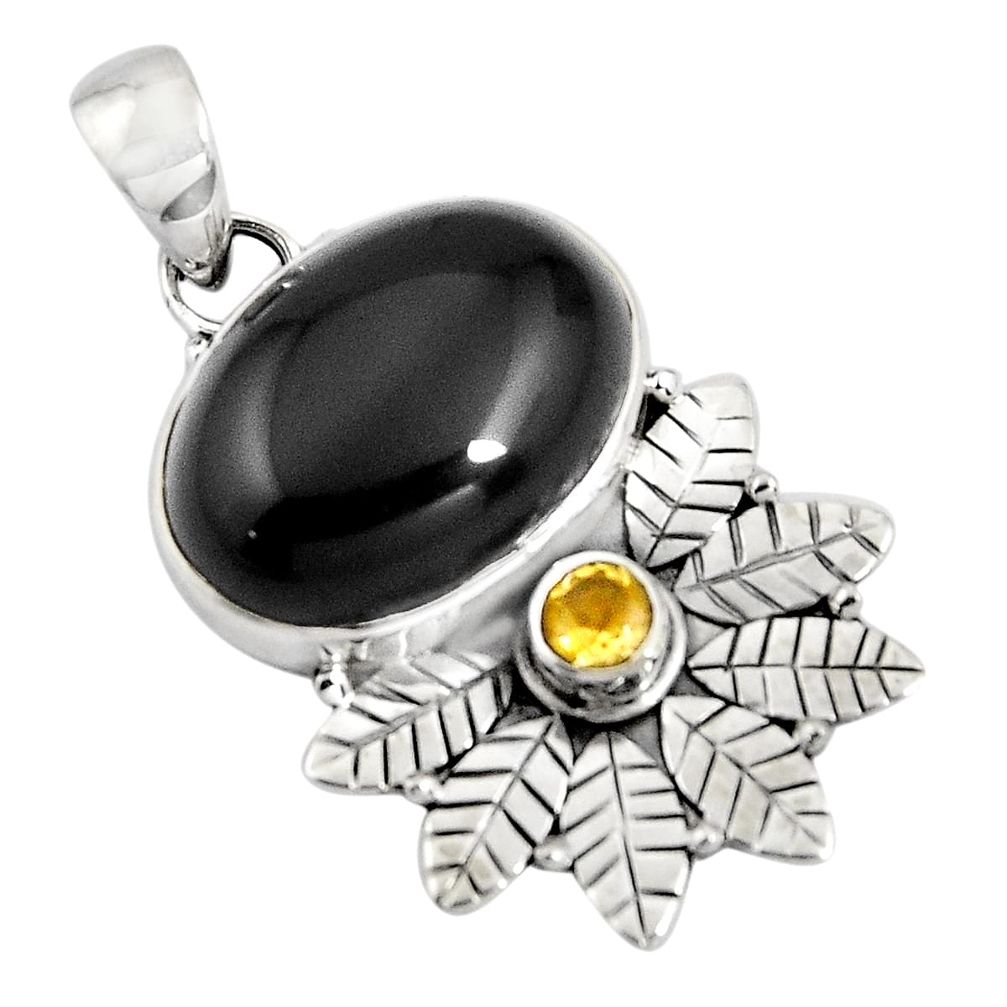 14.23cts natural black onyx citrine 925 sterling silver pendant jewelry p90273