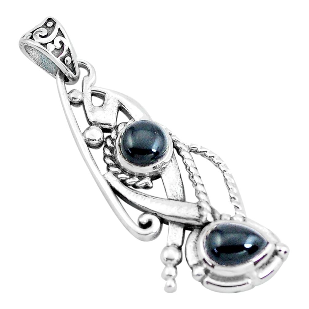 3.10cts natural black onyx pear 925 sterling silver pendant jewelry p65046