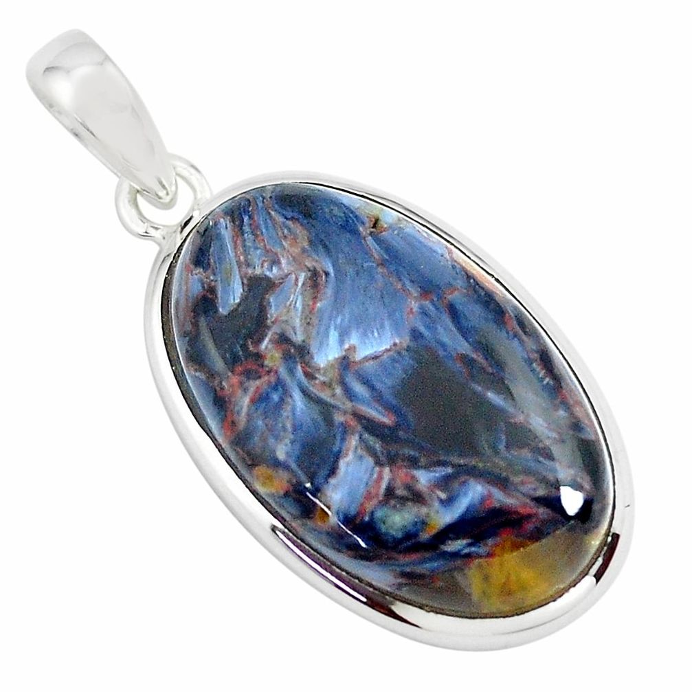 17.57cts natural black pietersite (african) 925 sterling silver pendant p70796