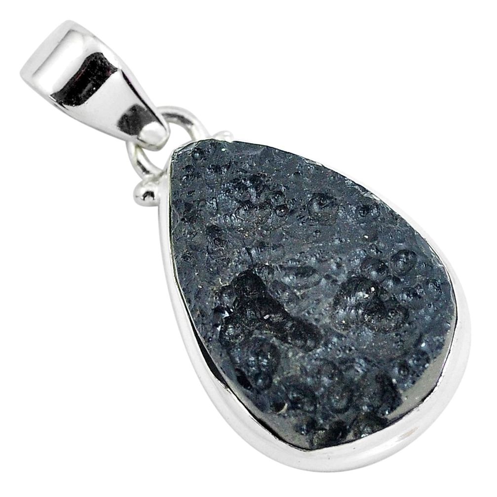 15.65cts natural black tektite 925 sterling silver pendant jewelry p46065