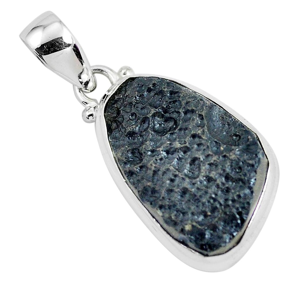 14.23cts natural black tektite 925 sterling silver pendant jewelry p46072