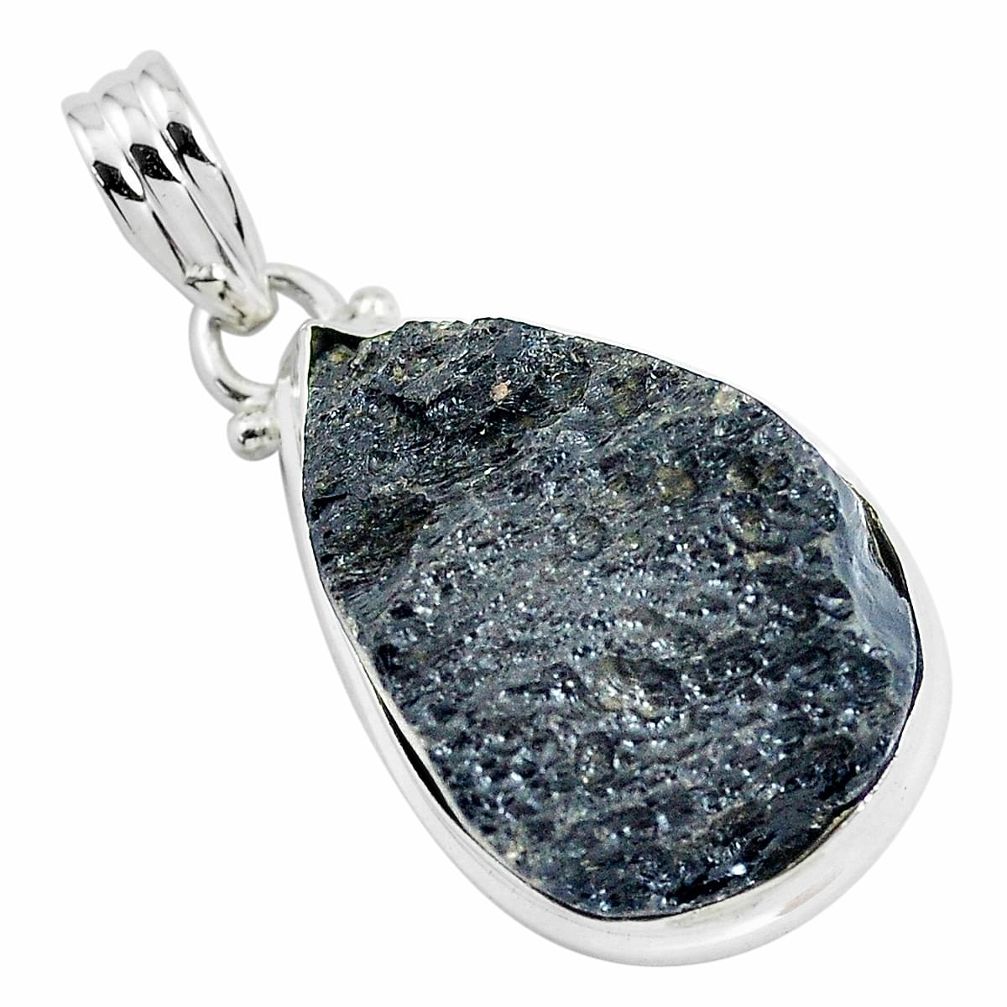 18.15cts natural black tektite 925 sterling silver pendant jewelry p46073