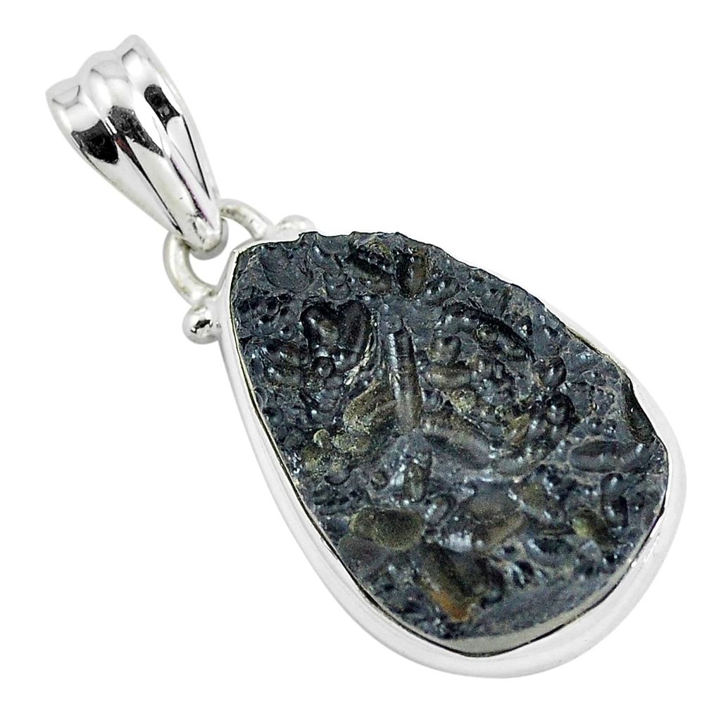 15.65cts natural black tektite 925 sterling silver pendant jewelry p46074