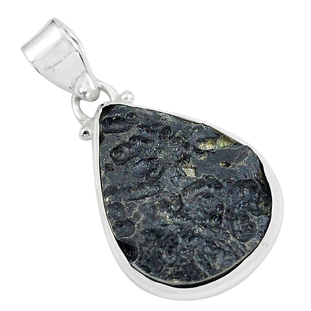 15.65cts natural black tektite 925 sterling silver pendant jewelry p59645