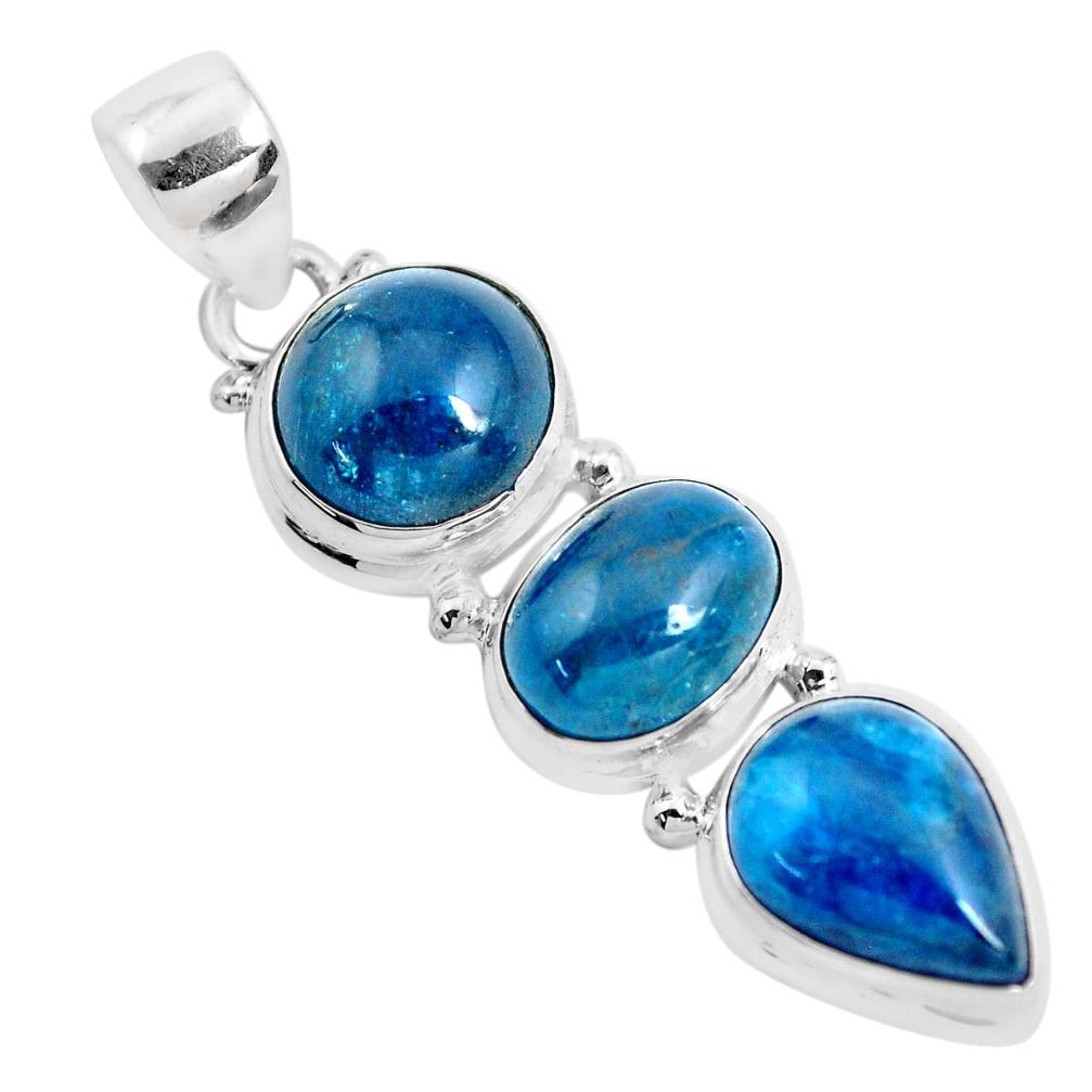 14.88cts natural blue apatite (madagascar) 925 sterling silver pendant p41655