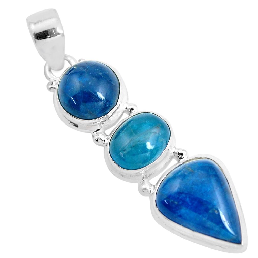 17.36cts natural blue apatite (madagascar) 925 sterling silver pendant p41660