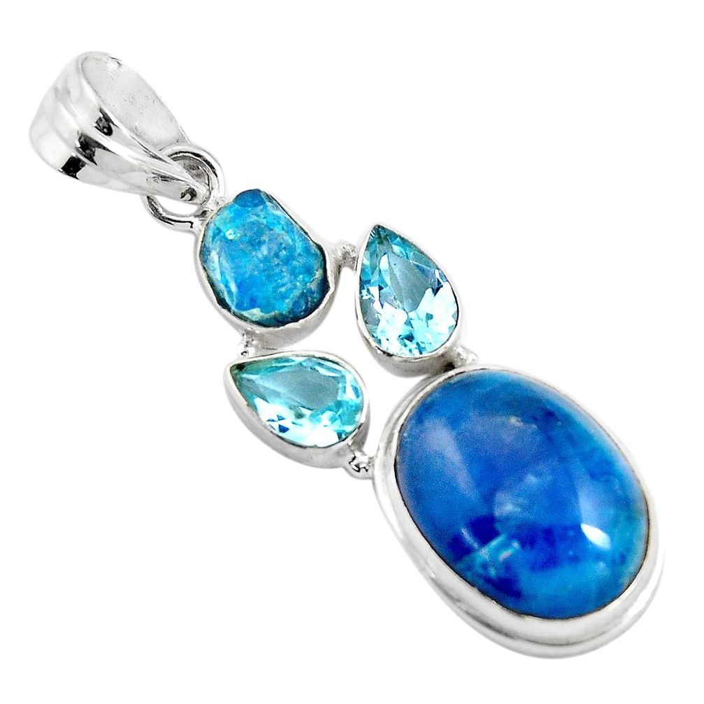 16.54cts natural blue apatite (madagascar) topaz 925 silver pendant p90259