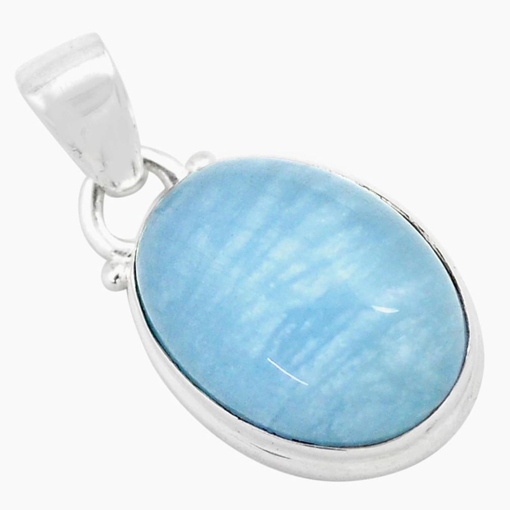 13.77cts natural blue aquamarine 925 sterling silver pendant jewelry p72805