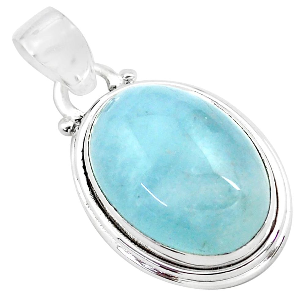 14.88cts natural blue aquamarine 925 sterling silver pendant jewelry p72810