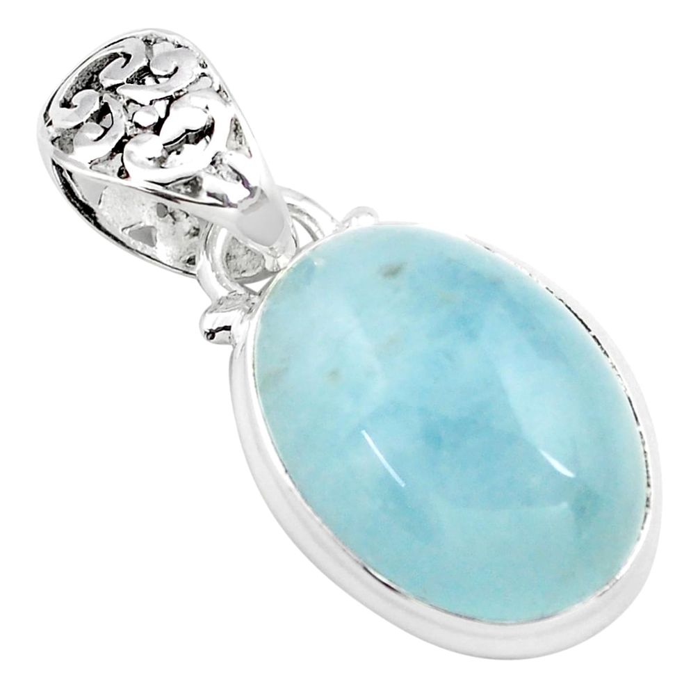 14.40cts natural blue aquamarine 925 sterling silver pendant jewelry p72841